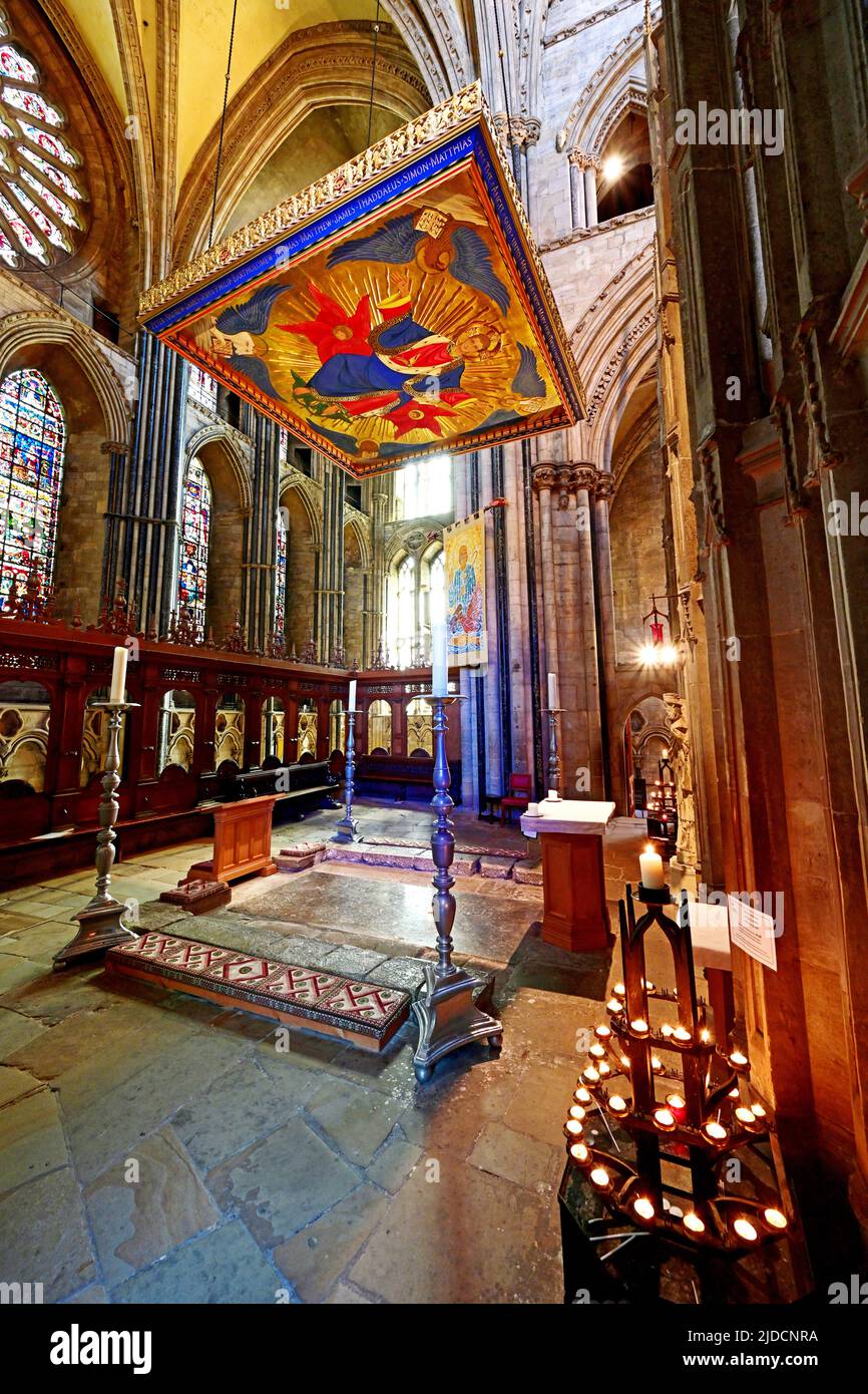 Durham Cathedral the Holy Shrine of St Cuthbert by the Rose Window Stock Photo