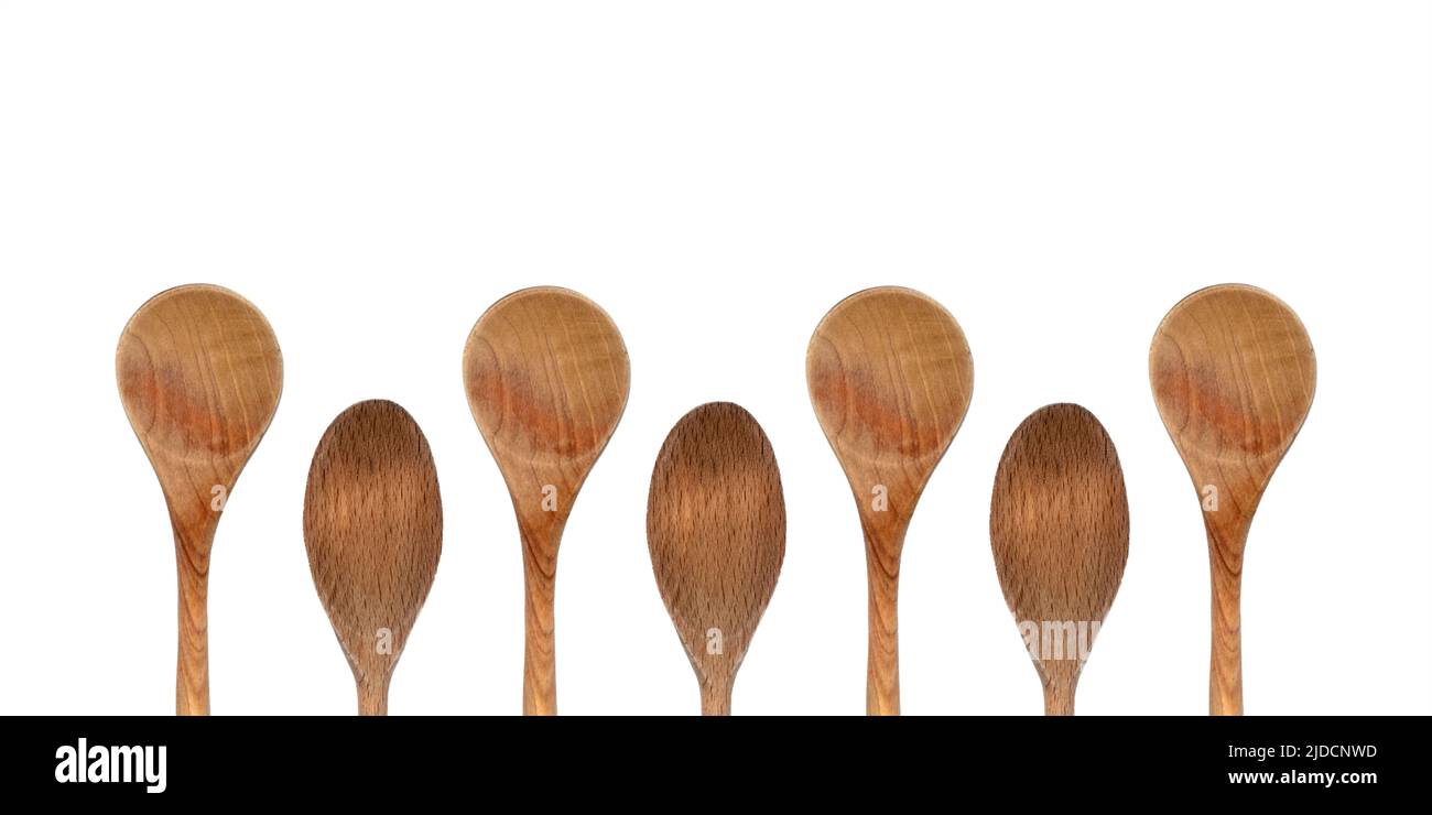 Topview of Set Cooking Wooden Utensils on White Background Stock Photo ...
