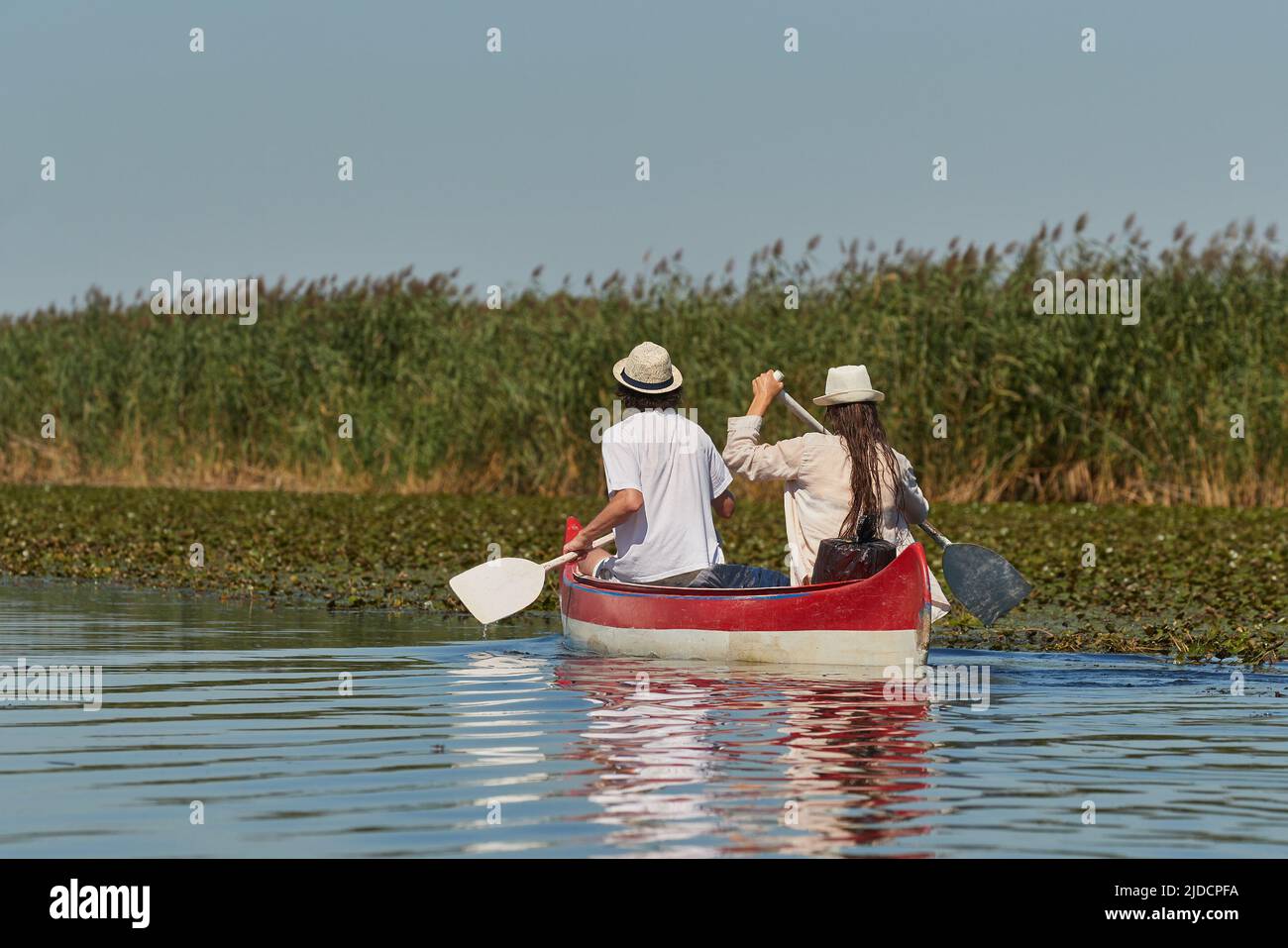 Canoeing in a natural environment Stock Photo