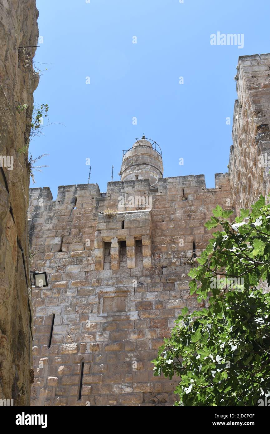 Tower above Old City of Jerusalem Walls Stock Photo - Alamy
