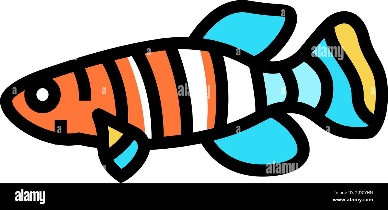 killifish aquarium fish color icon vector illustration Stock Vector