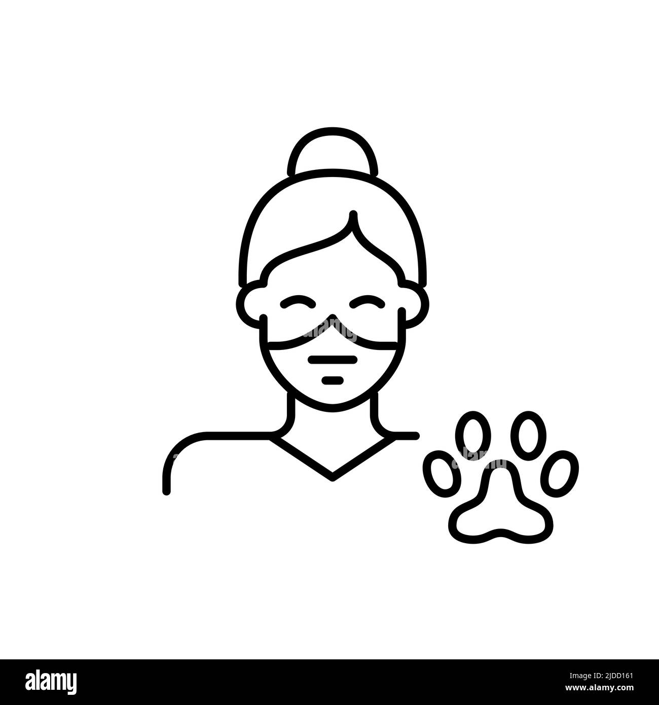 Vet nurse wearing a surgical mask. Pixel perfect, editable stroke line icon Stock Vector