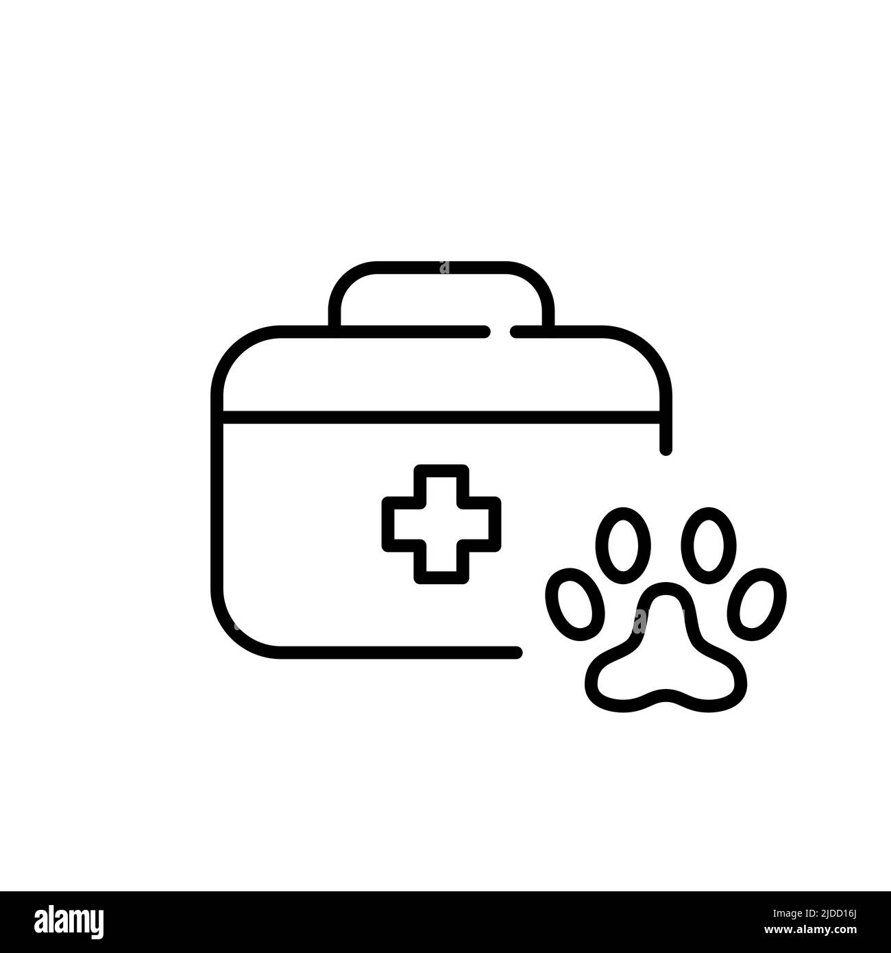 Pet ambulance emergency care medicine box. Pixel perfect, editable stroke line icon Stock Vector