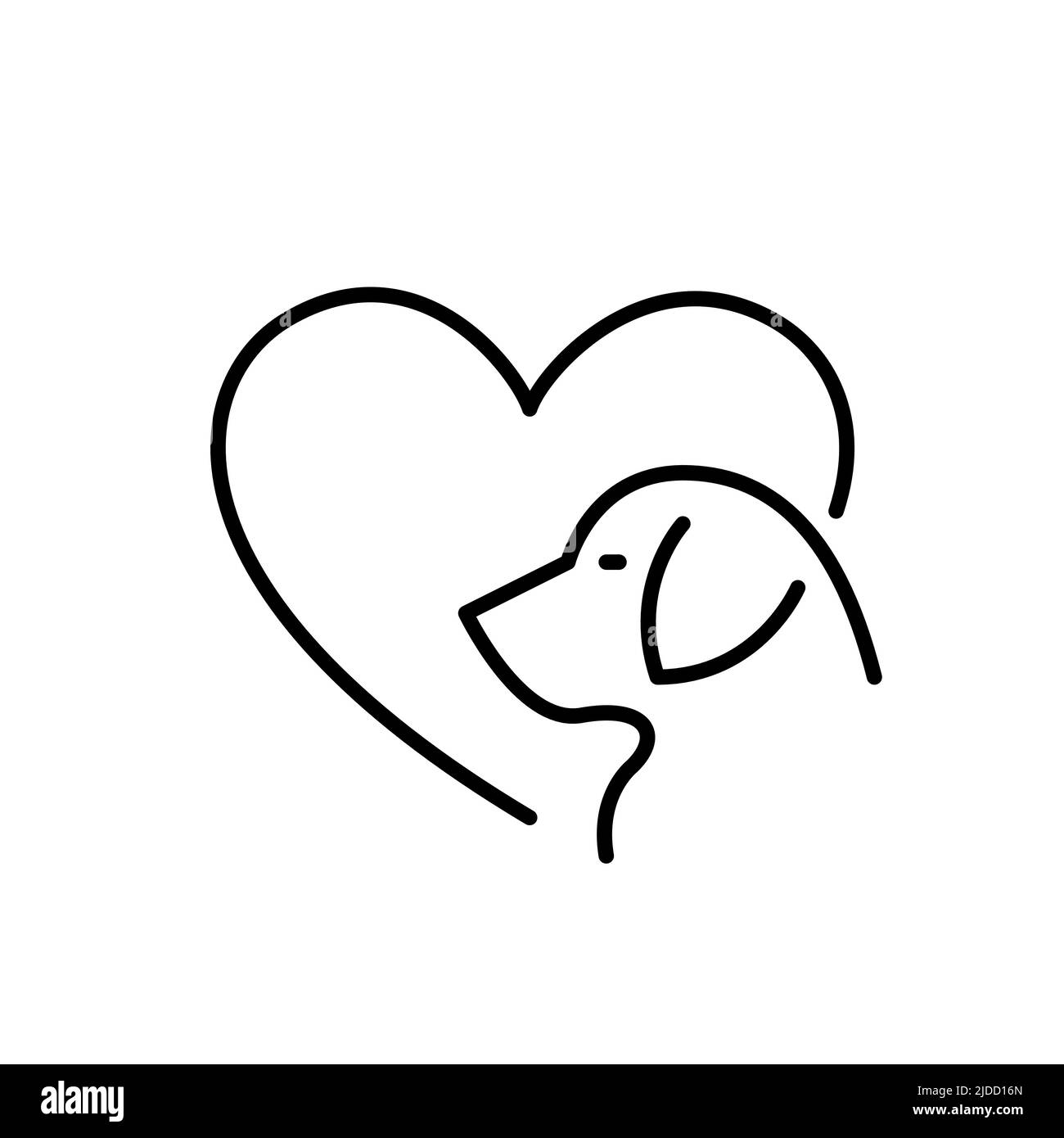 Dog love. Pet care icon. Pixel perfect, editable stroke line Stock Vector