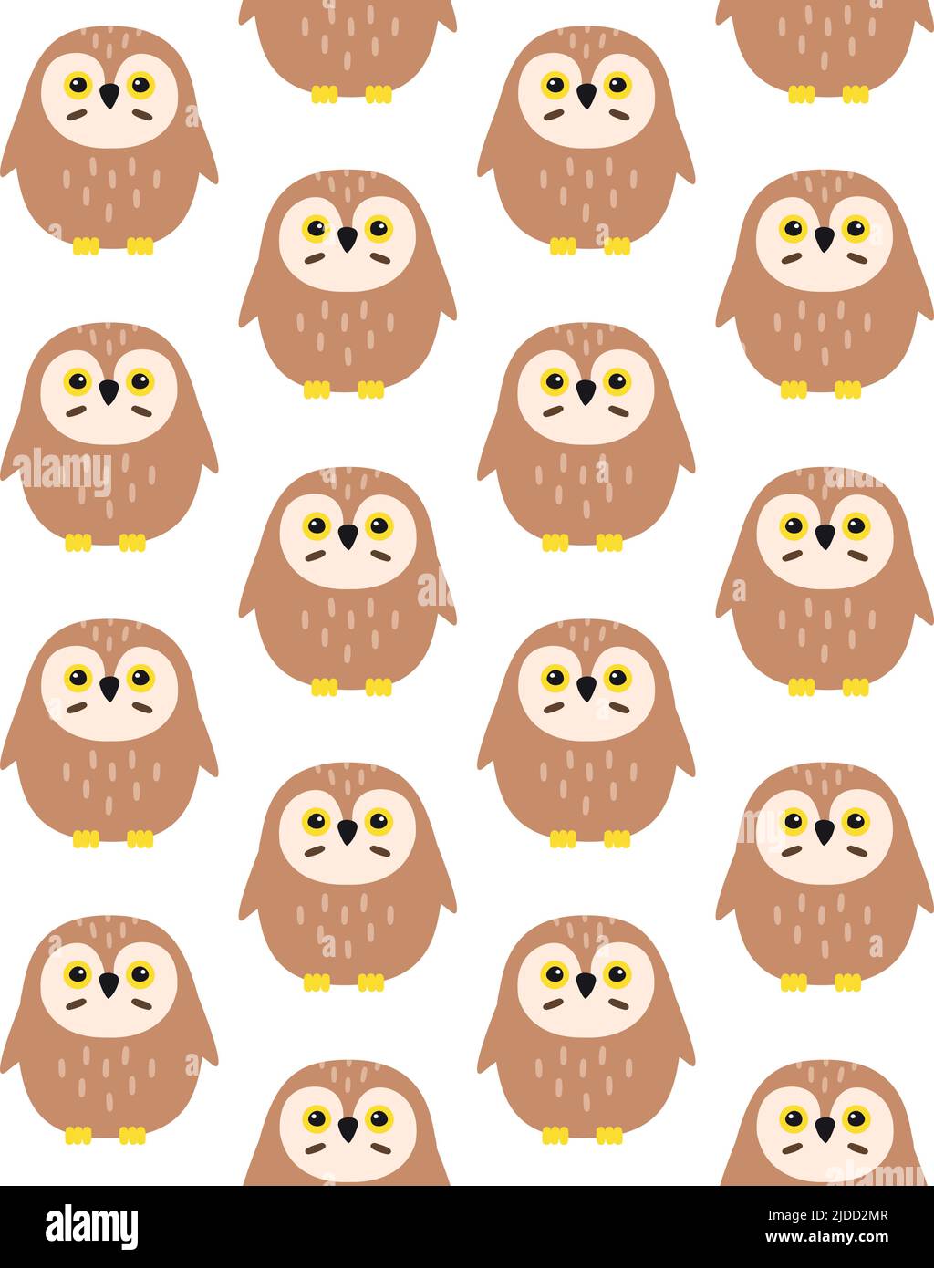 Vector seamless pattern of flat hand drawn owl isolated on white ...