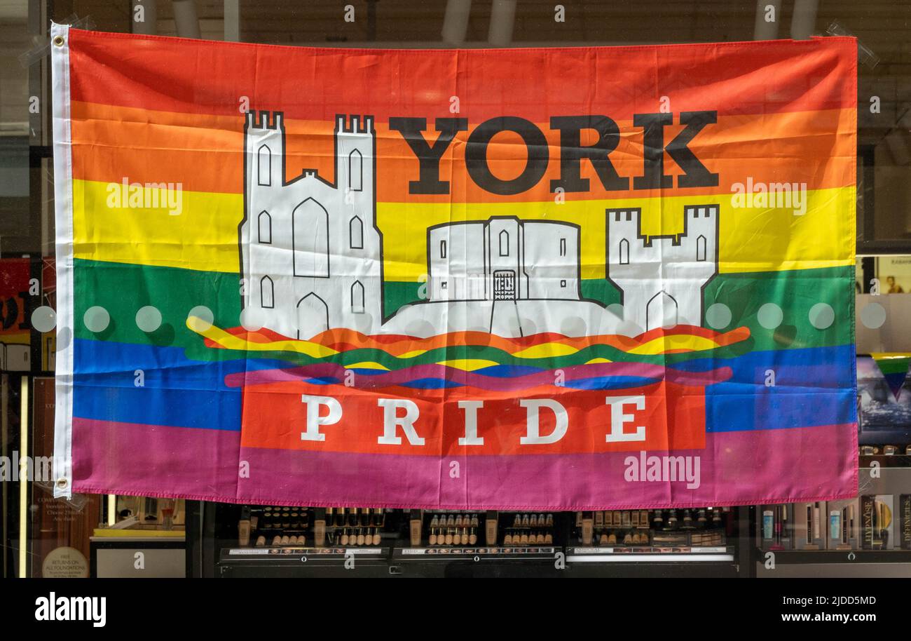 A bright colourful York Pride flag Stock Photo