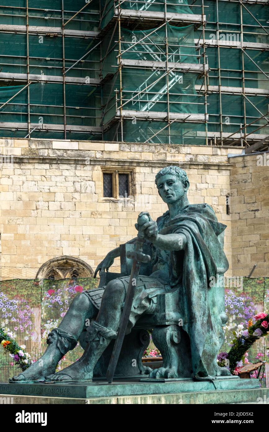 Statue of Roman emperor Constantine the Great outside York Minster Stock Photo