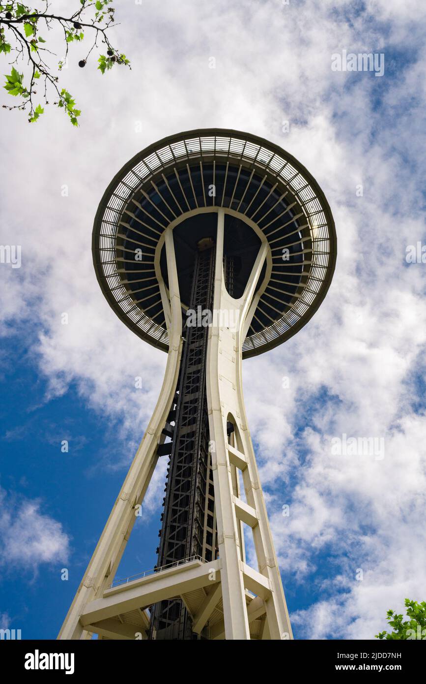 Seattle Washington view of landmark Space Needle Stock Photo