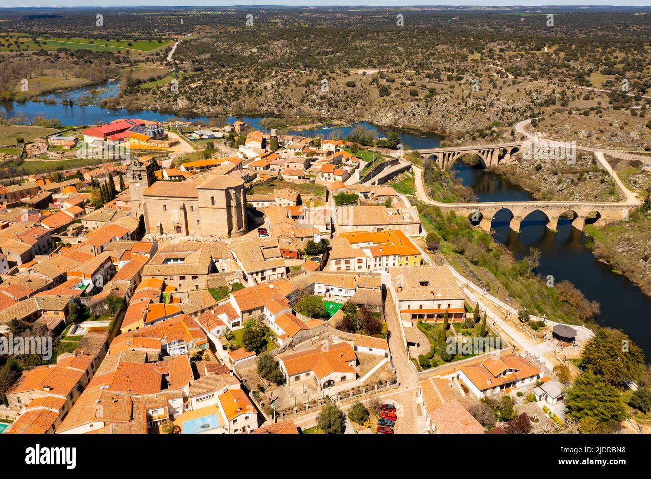 View from drone of Ledesma town, Spain Stock Photo