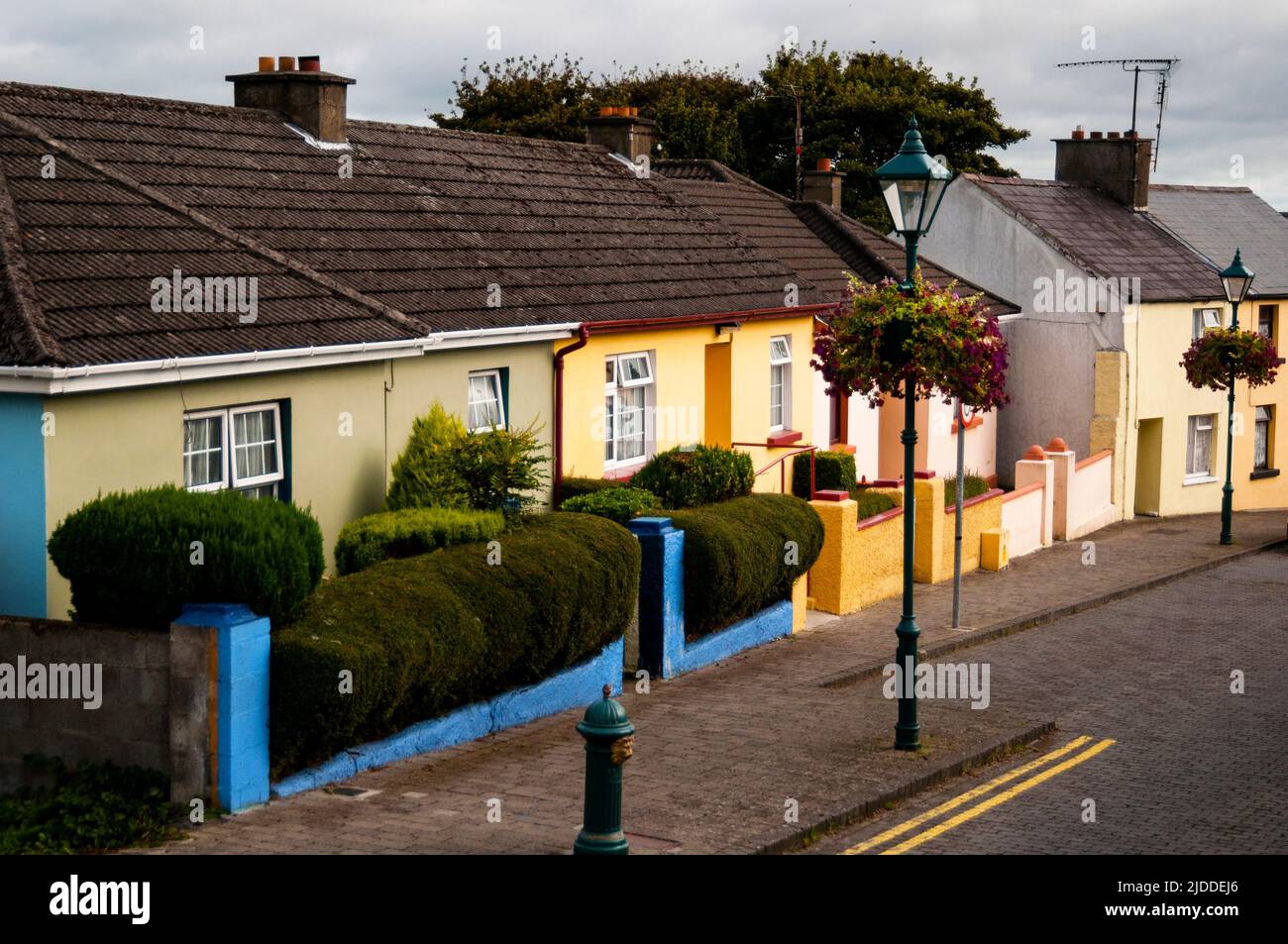 Colorful houses in the historic Irish village of Kells, Ireland Stock