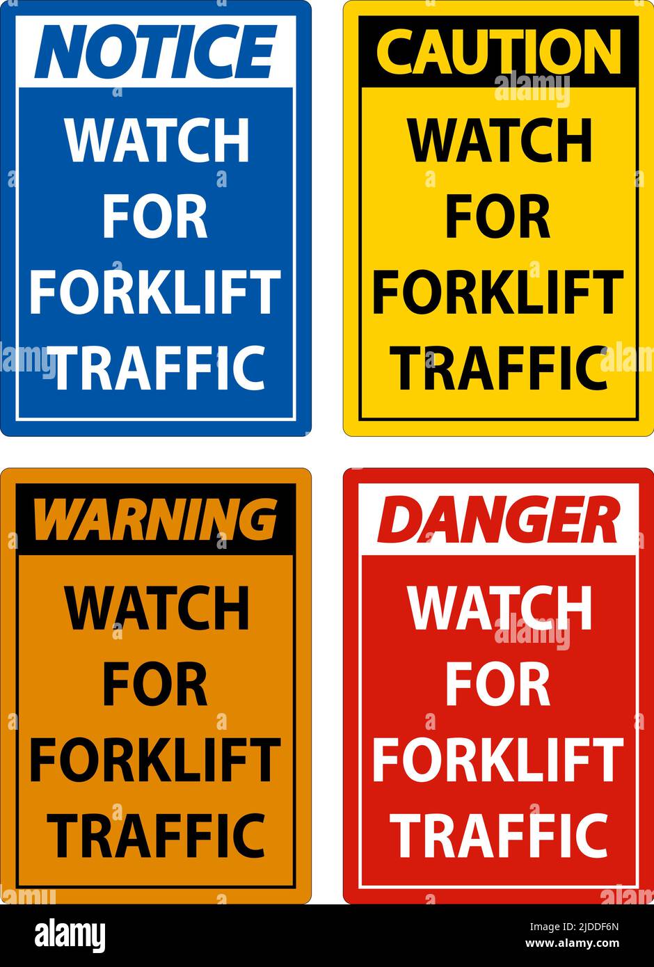 Caution Watch For Forklift Traffic Sign On White Background Stock ...
