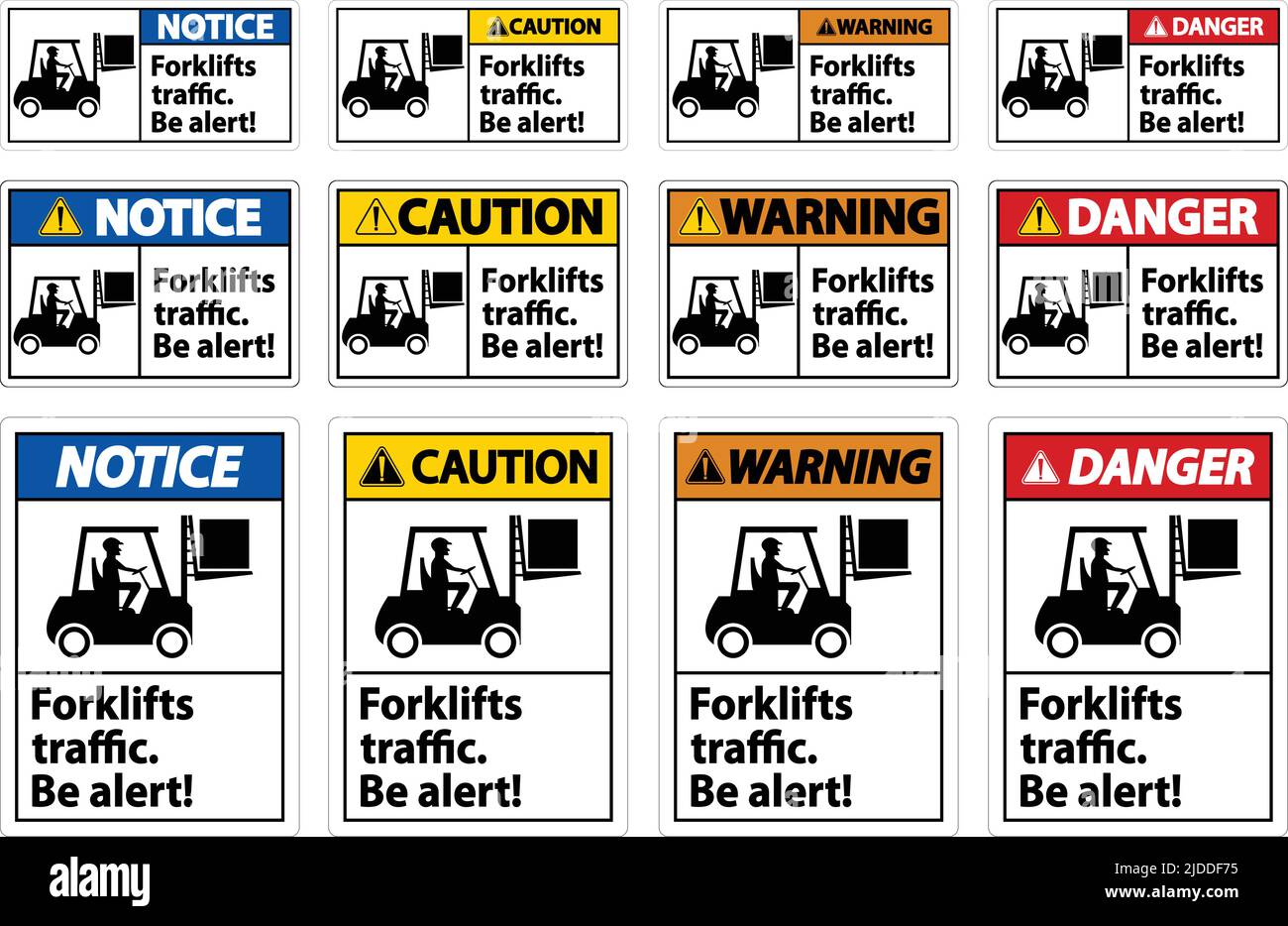 Forklift Traffic Be Alert Sign On White Background Stock Vector Image ...