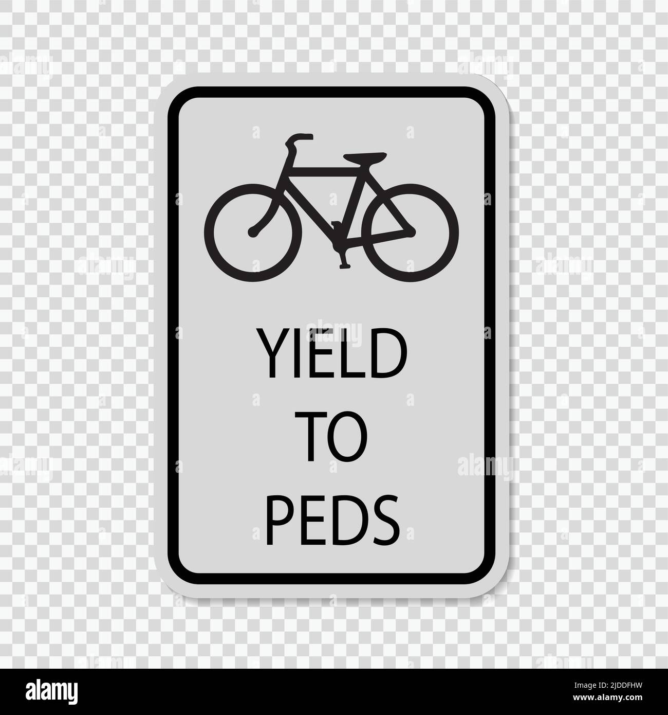 Bicycles Yield to Pedestrians Sign on transparent background,vector illustration Stock Vector