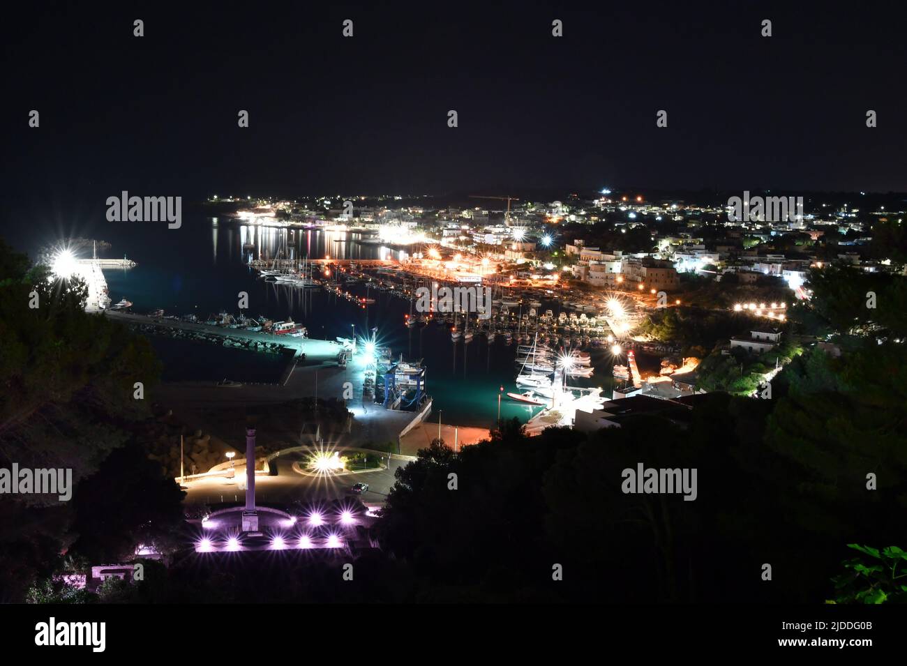Night view of Santa Maria di Leuca, a town in southern Italy in the province of Lecce. Stock Photo