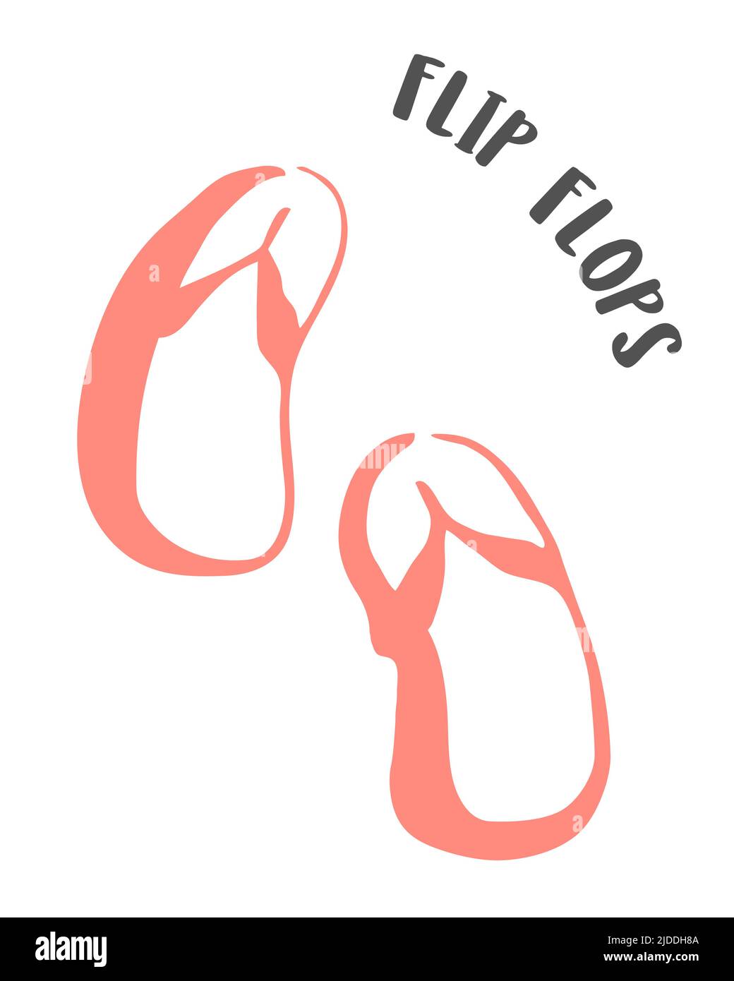 Summer flip flop slippers drawing hand painted with ink brush isolated on white background. Vector illustration Stock Vector