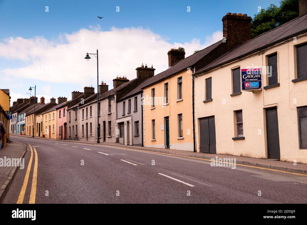 Townhouses in the town of Kells, best know as the site of Kells Abbey, from with the Book of Kells is named. Stock Photo