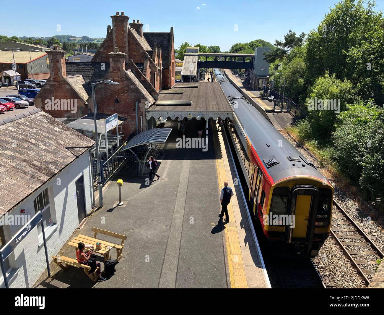 Axminster, Devon, UK. 20th June 2022. RMT Rail Strike: General view of ...