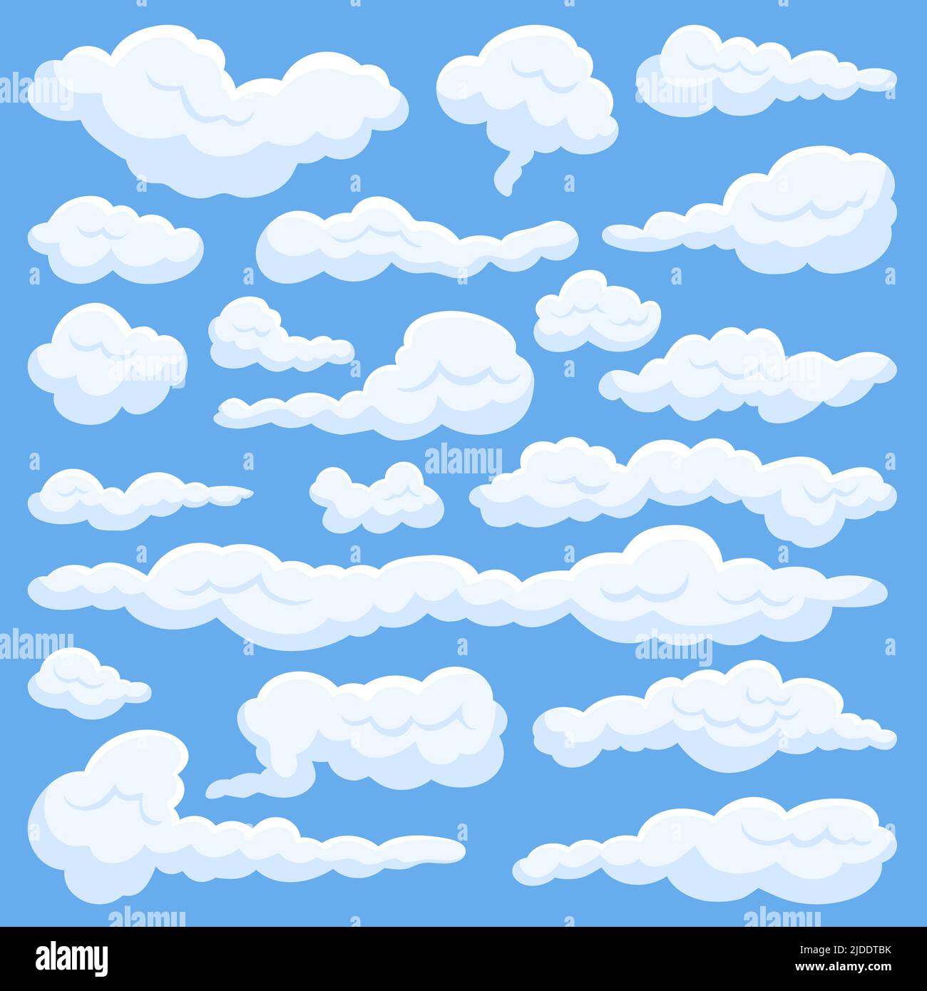 Isolated white cartoon cloud. Aerial clouds in blue sky, game or animation  elements. Fluffy comic shapes, smoke or cloudy neoteric vector set Stock  Vector Image & Art - Alamy