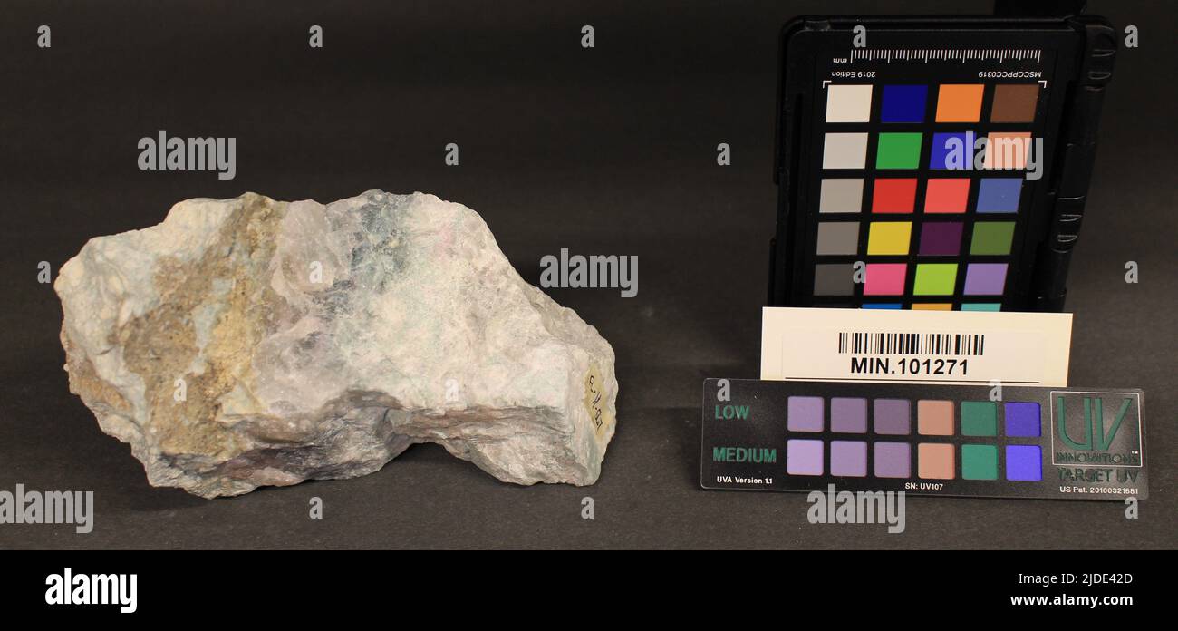 Sodalite. minerals. Asia; Russia; Murmanskaya Oblast; Kola Peninsula, Lovozero, Karnasurt Mountain Stock Photo
