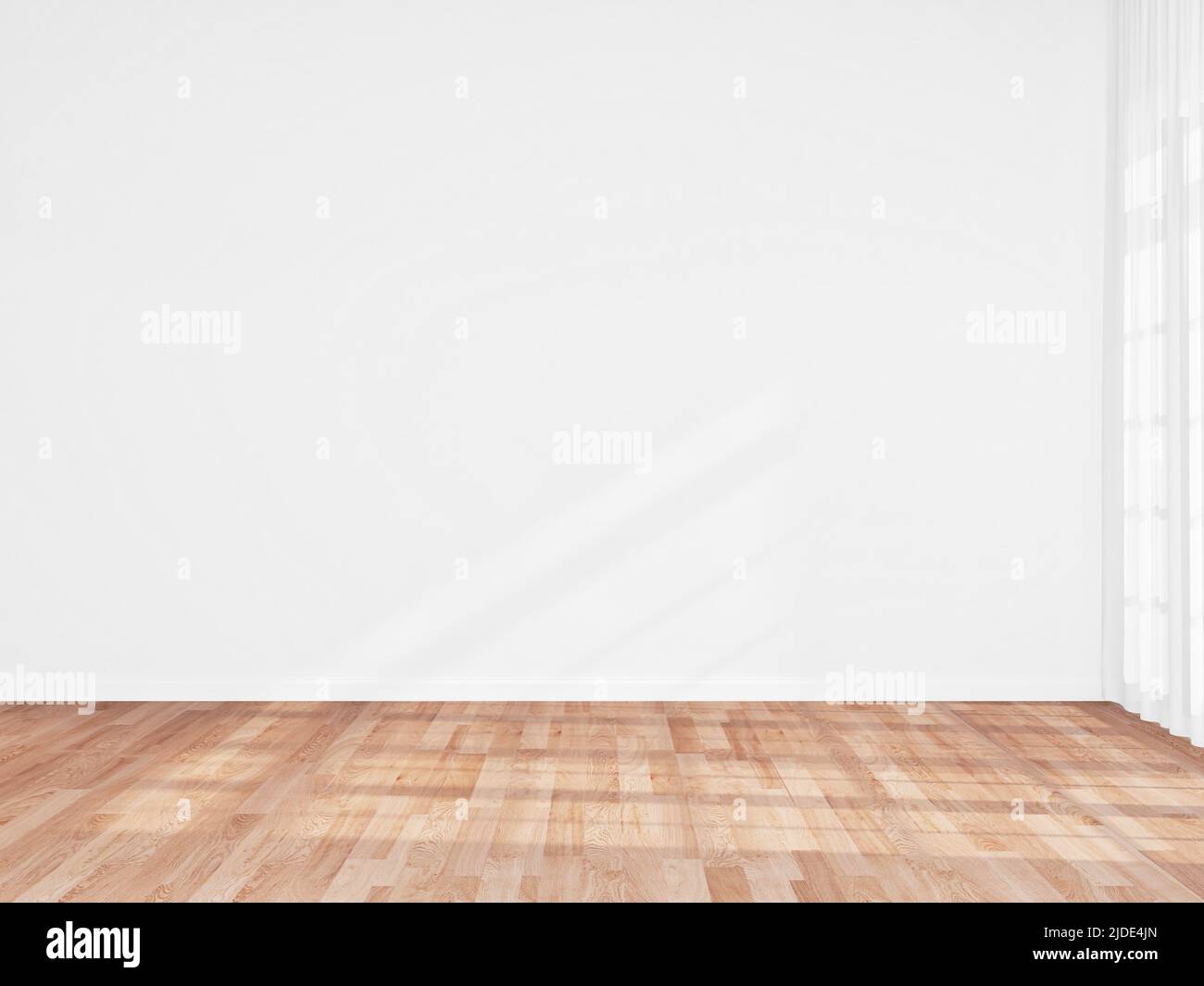 Blank white interior room Wall mockup background,empty white walls corner and white wood floor contemporary,3D rendering Stock Photo