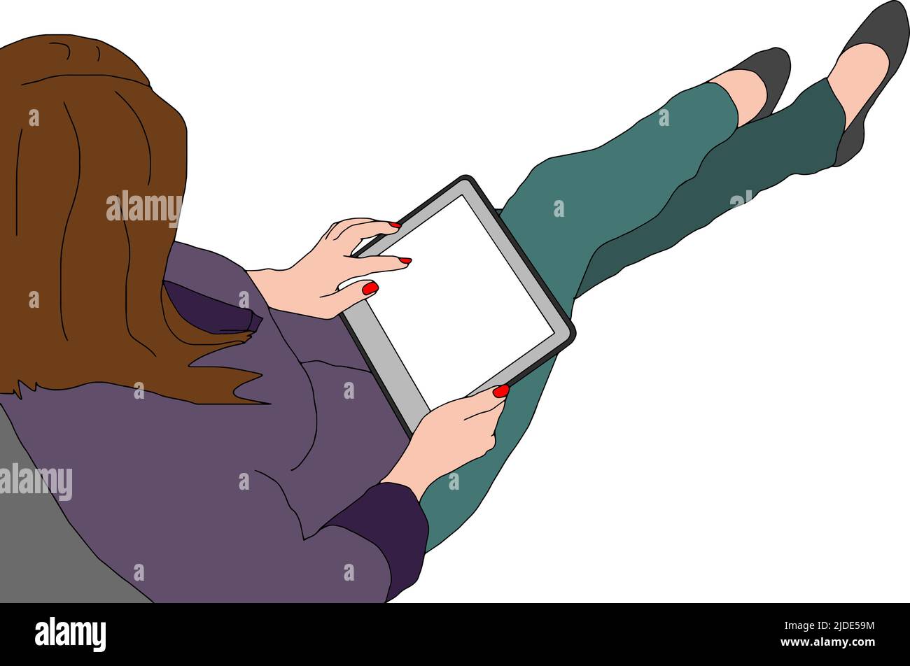 Business Woman or office worker working on computer , Back Rear View ...