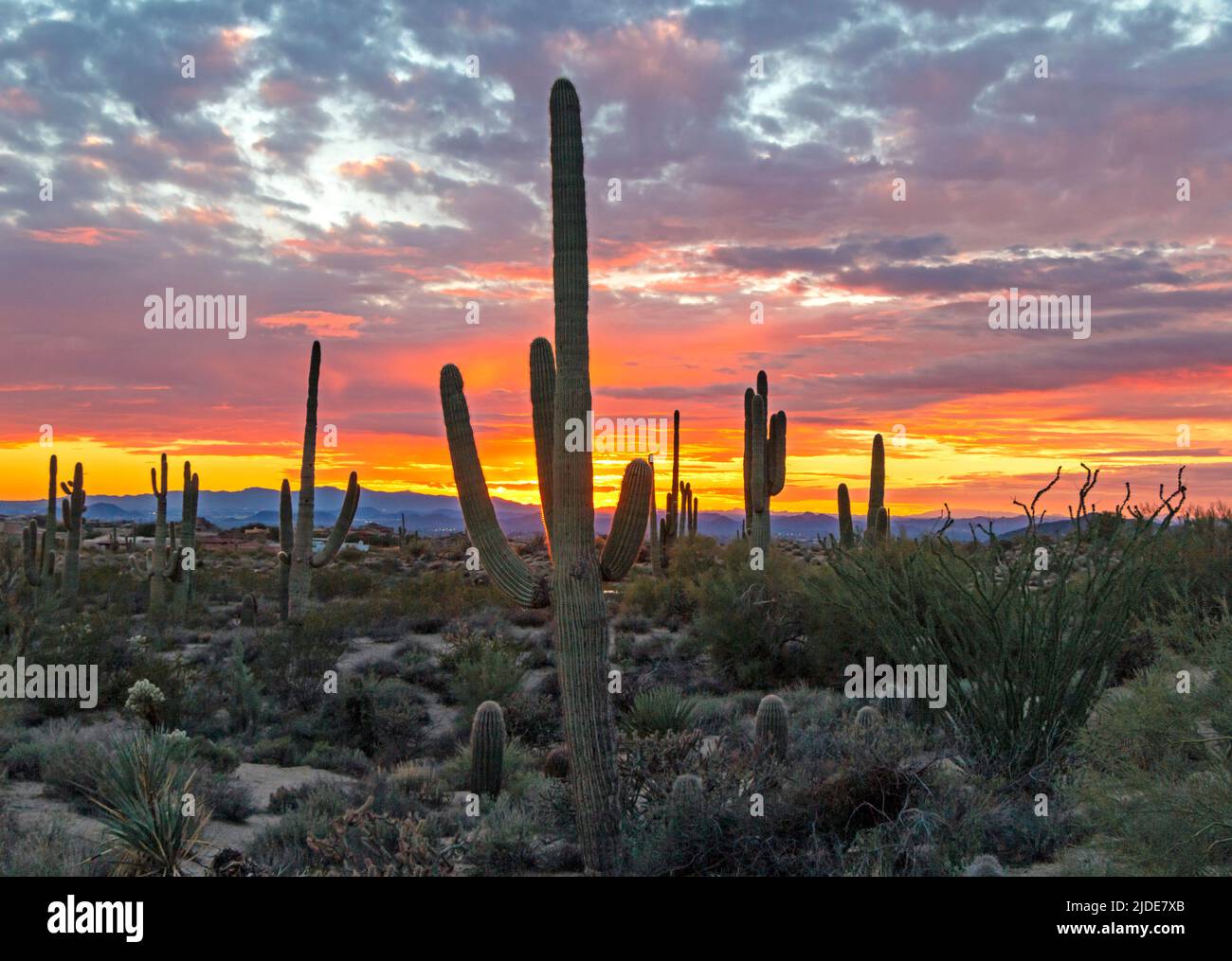 Sunset Skies Over Scottsdale Arizona Stock Photo