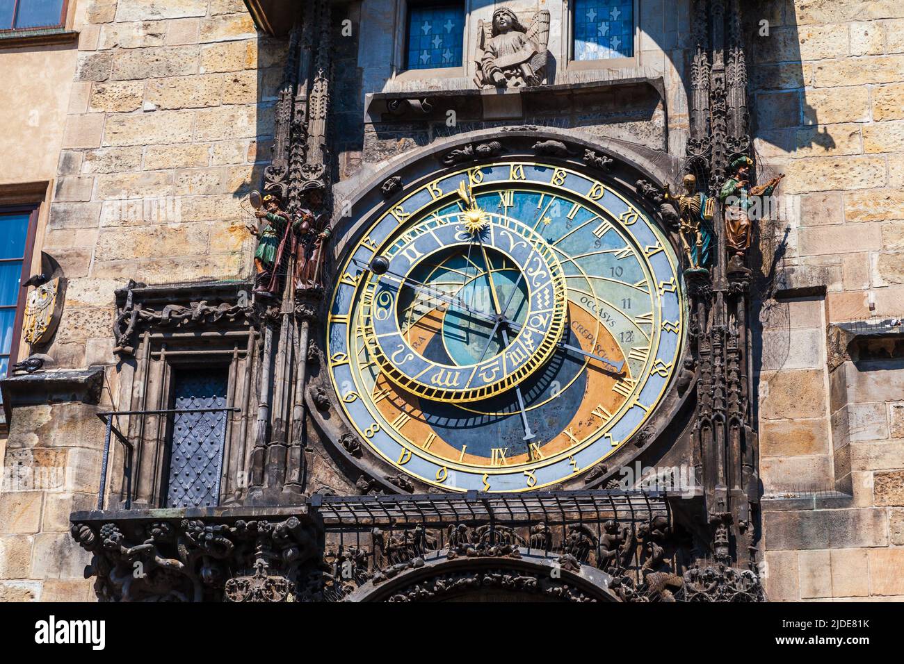 The Prague Astronomical Clock, or Prague Orloj. It is a medieval clock located in Prague, Czech Republic Stock Photo