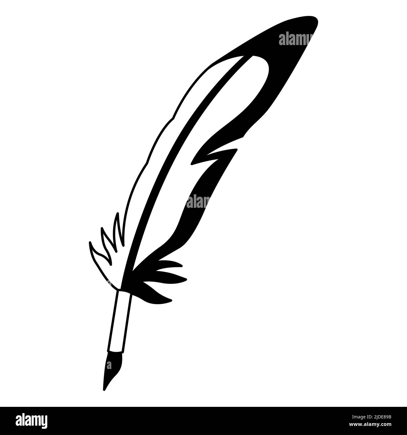 Illustration of retro writing feather. Quill pen icon for design and