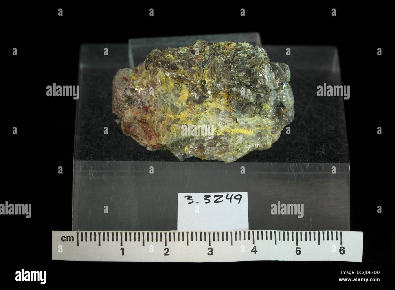 Phosphuranylite. minerals. North America; USA; North Carolina; Mitchell County; near Penland; Flat Rock Mine Stock Photo