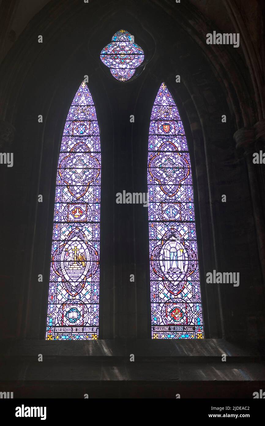 dh Stained glass CATHEDRAL GLASGOW Interior stain glassed window Stock Photo