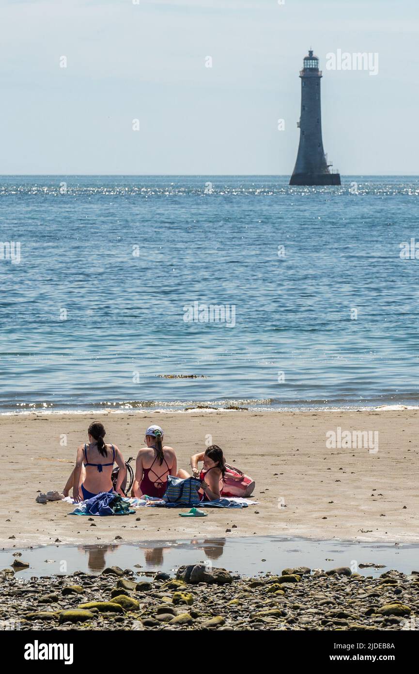 Cranfield, County Down, UK. On a day of sunshine and highs of 20C, many
