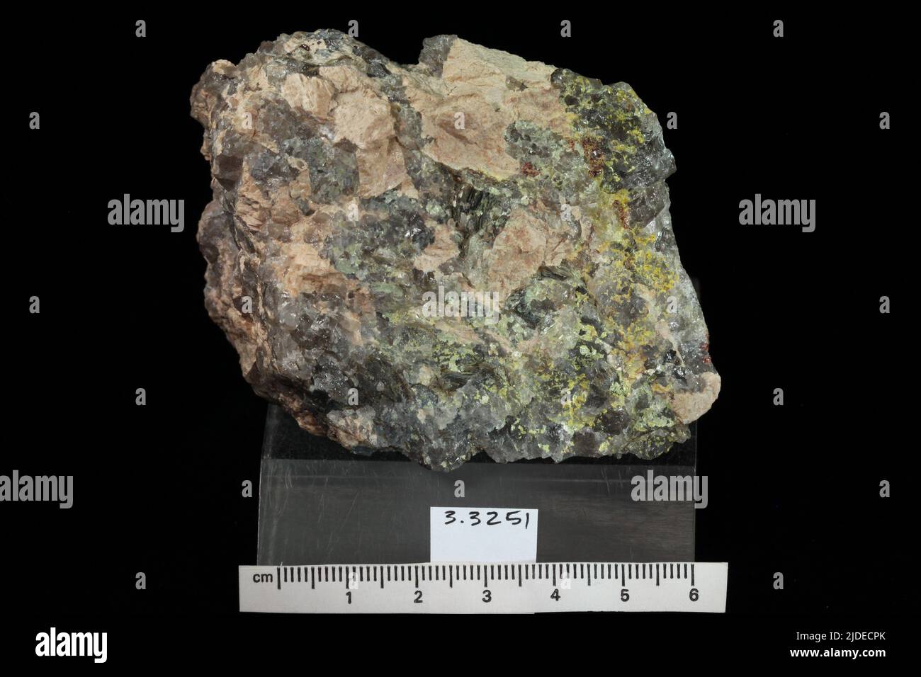 Phosphuranylite. minerals. North America; USA; North Carolina; Mitchell County; near Penland; Flat Rock Mine Stock Photo