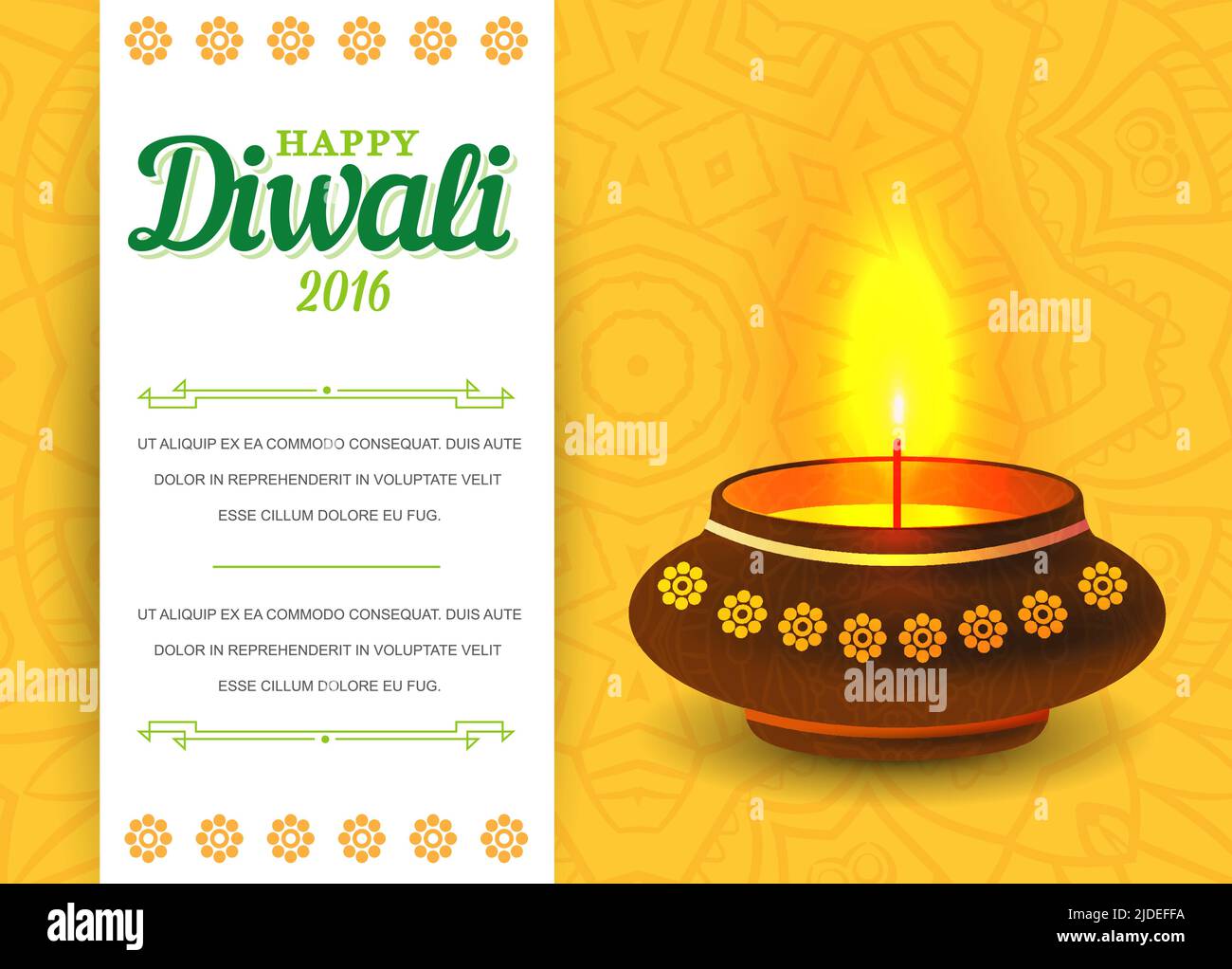 Card design of traditional Indian festival Diwali with lamp. Vector. Stock Vector