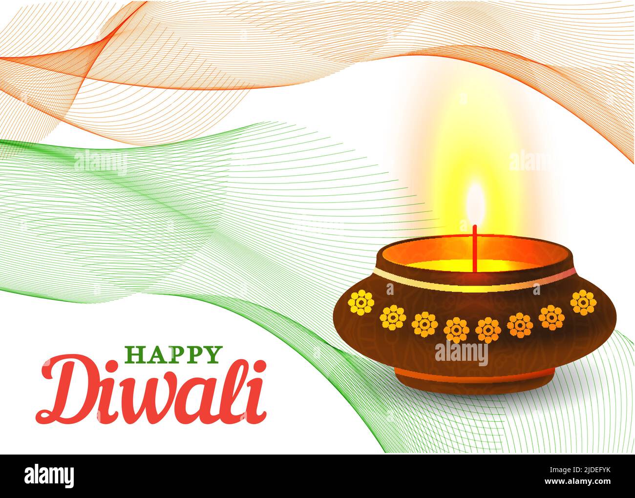 Card design of traditional Indian festival Diwali with lamp. Vector. Stock Vector