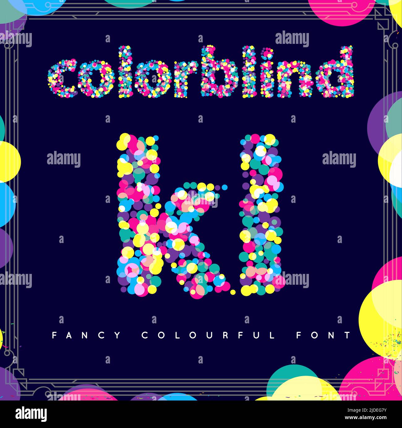 Color Funt Set of Colorblind Style Font in Vector. Fresh trendy colors Stock ...