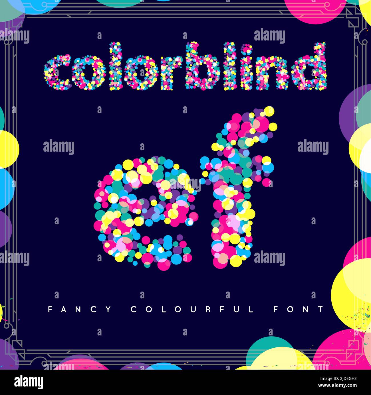 Set of Colorblind Style Font in Vector. Fresh trendy colors. Stock Vector