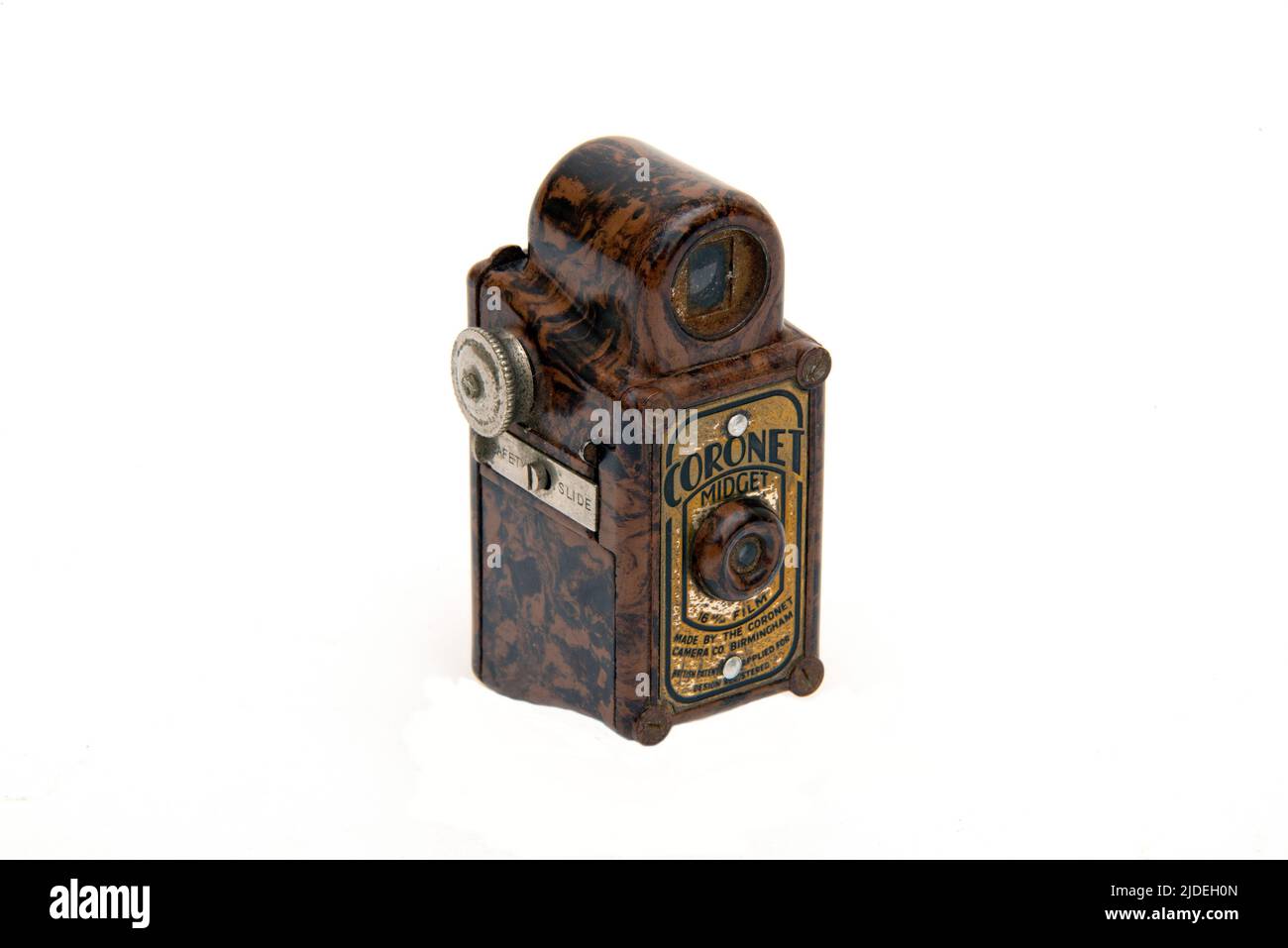 A selection of bakelite and plastic items.  Coronet miniature Bakelite camera Stock Photo