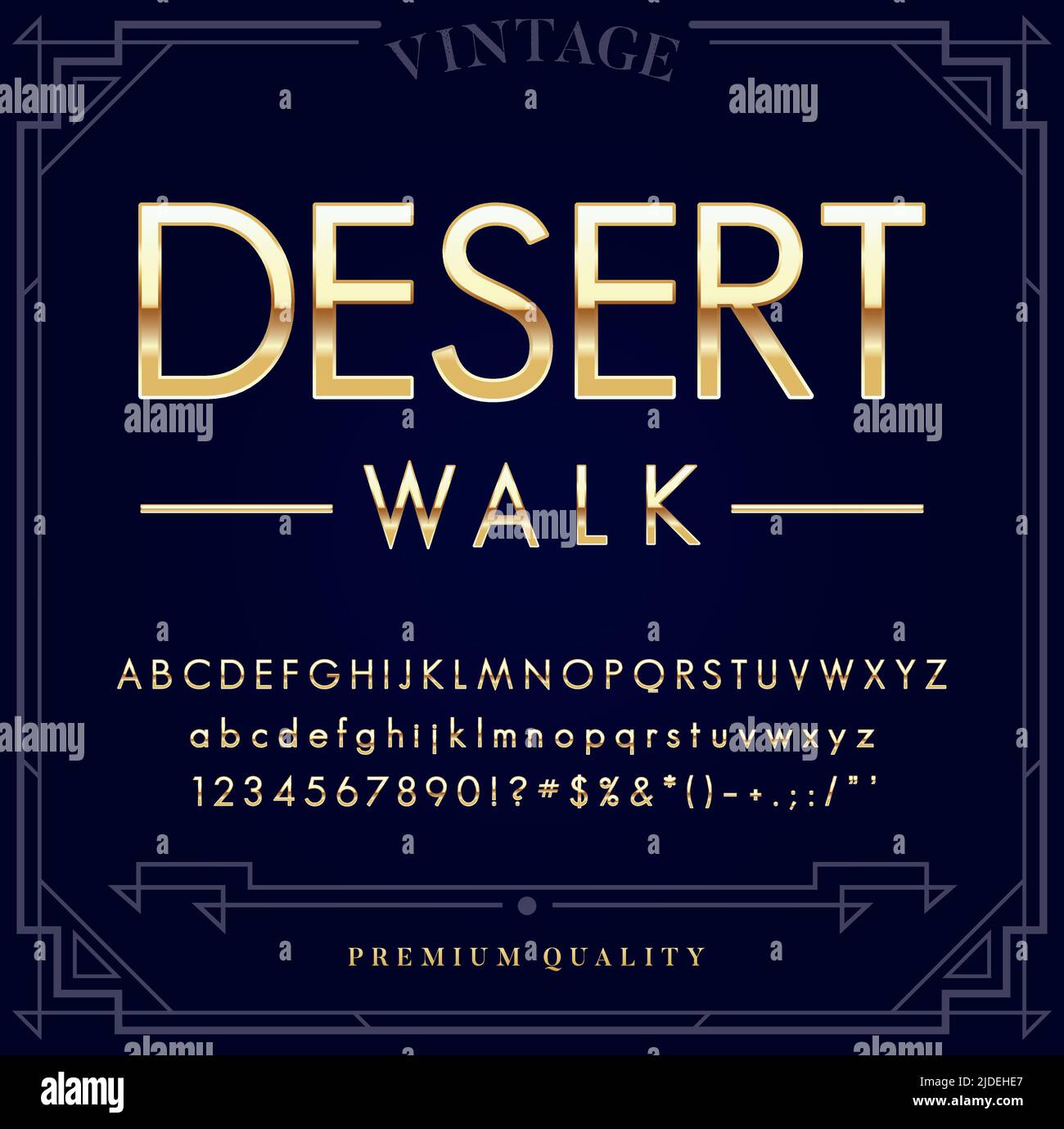 Gold Metallic Font Set. Letters, Numbers and Special Characters in