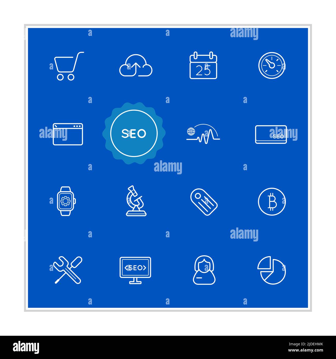 Set of Seo Search Engine Optimization Vector Illustration Elements can be used as Logo or Icon in premium quality Stock Vector