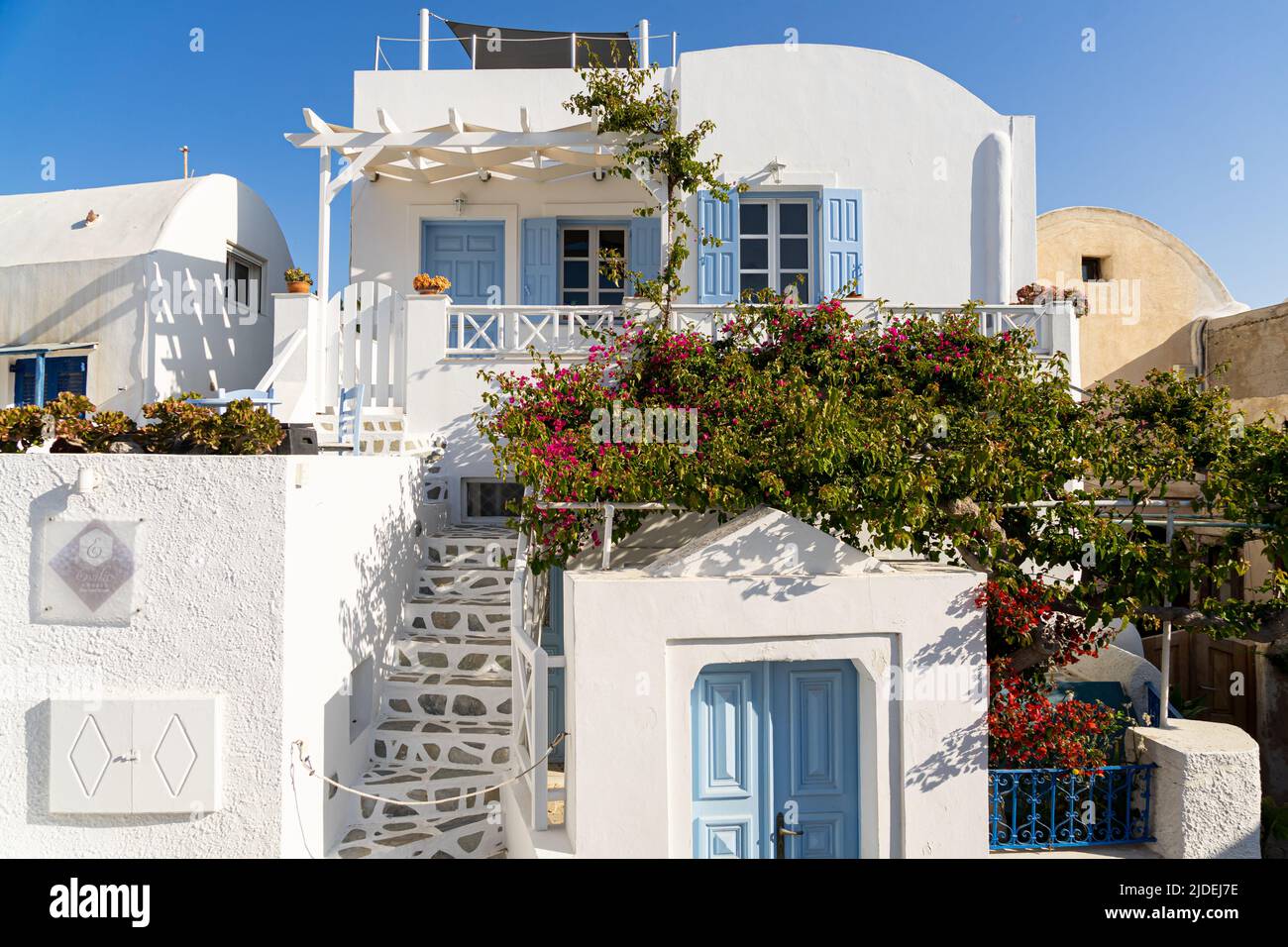 Luxurious town house in iconic Oia on Santorini island Stock Photo