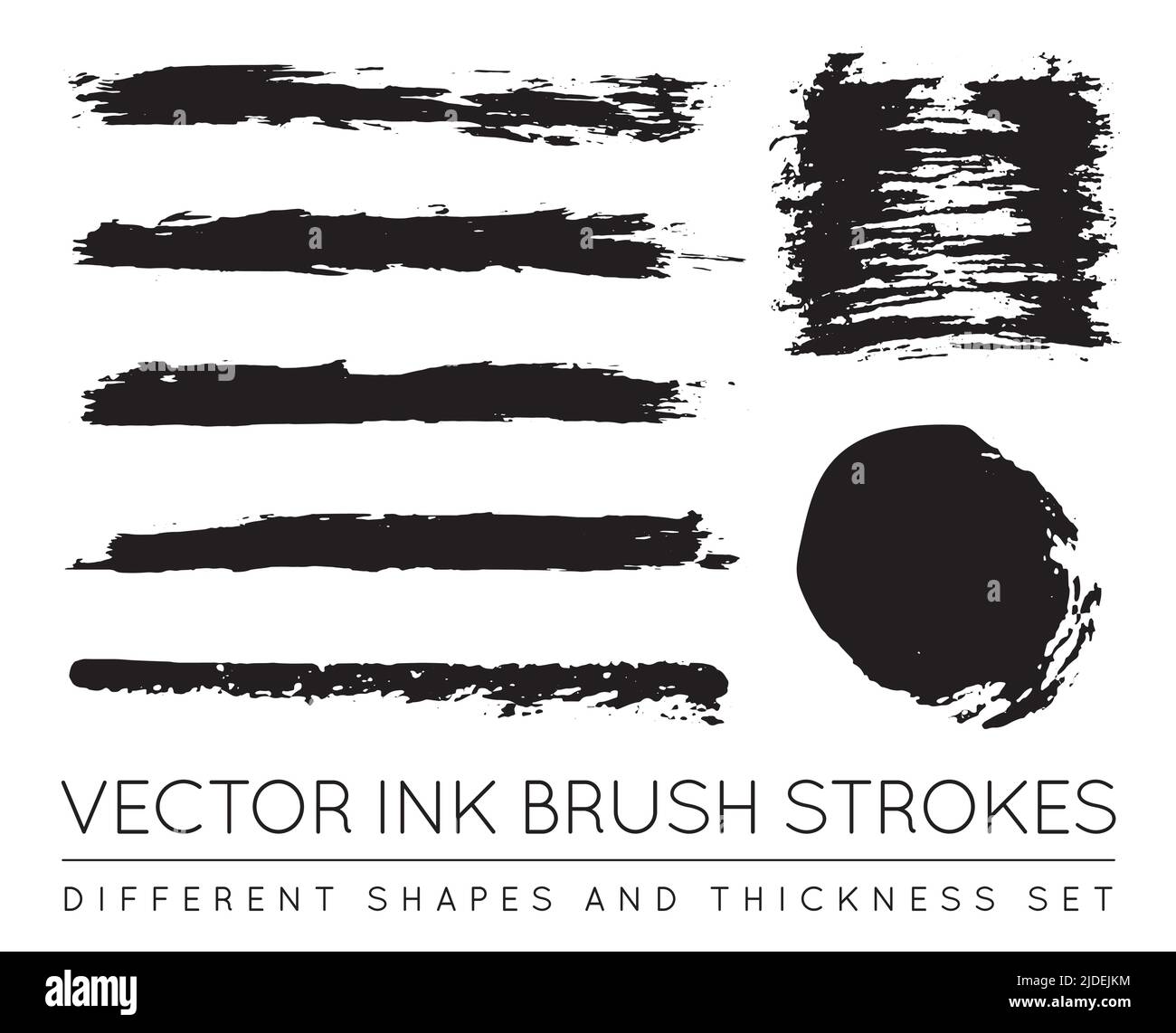 Set of Vector Black Pen Ink Brush Strokes. Grunge Ink Brush Stroke ...