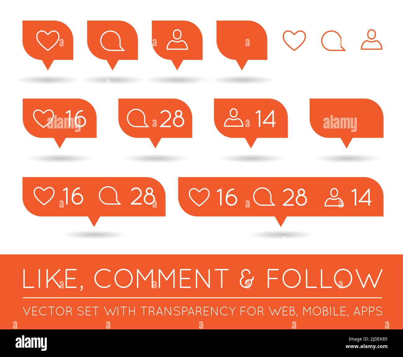Vector Like, Follower, Comment Icon Set Stock Vector Image & Art - Alamy
