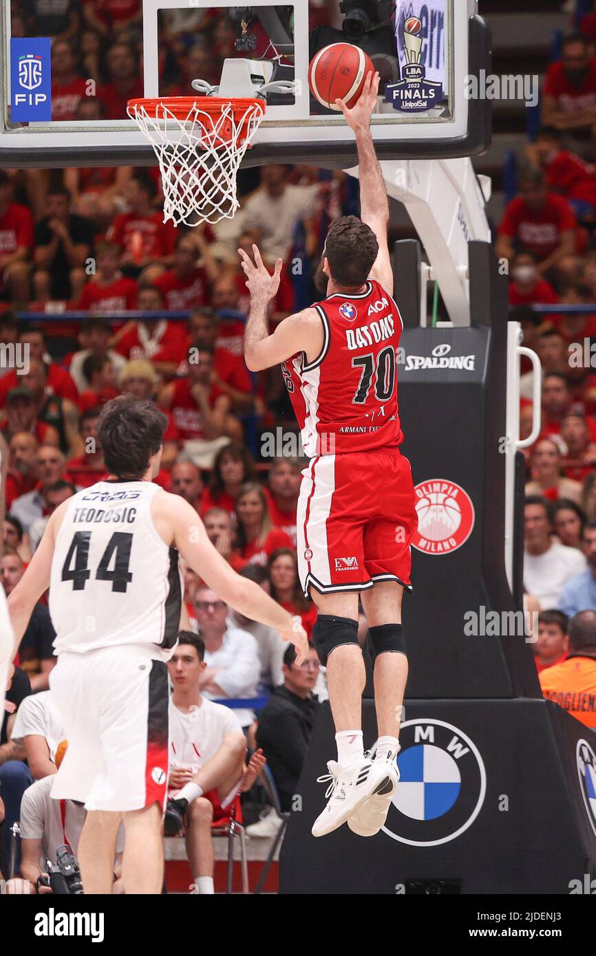 Milan, Italy. 18th June, 2022. Italy, Milan, june 18 2022: Luigi Datome (Armani forward) lay up in 3rd quarter during basketball game A|X Armani Exchange Milan vs Virtus Bologna, Final game6 LBA 2021-2022 at Mediolanum Forum (Credit Image: © Fabrizio Andrea Bertani/Pacific Press via ZUMA Press Wire) Stock Photo