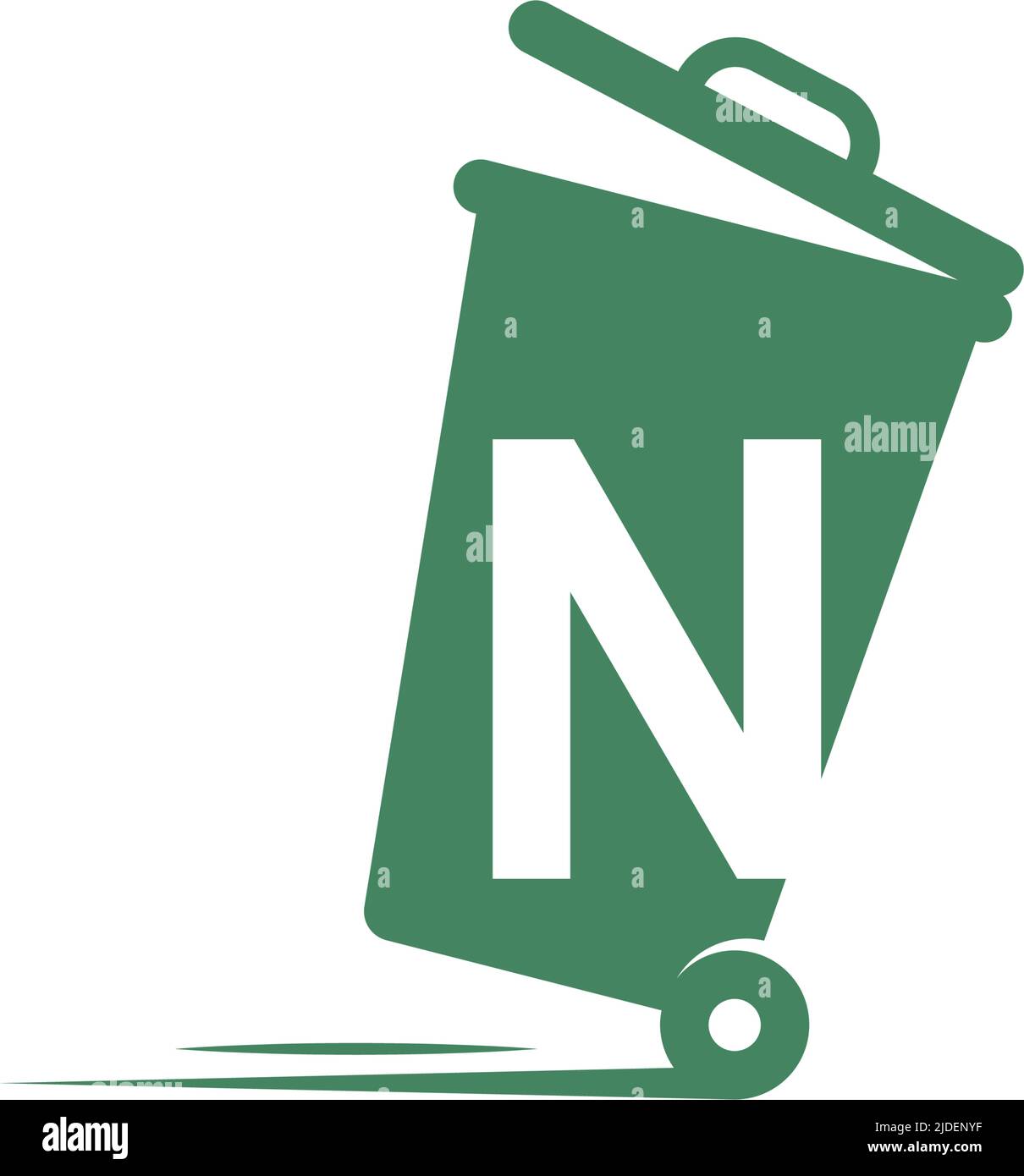 Letter N in the trash bin icon illustration template vector Stock Vector