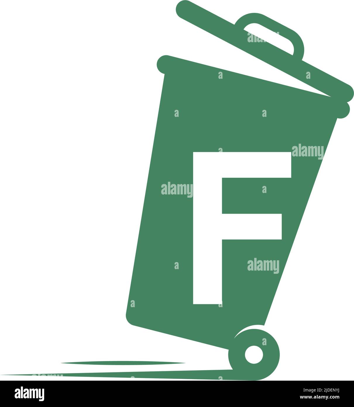 Letter F in the trash bin icon illustration template vector Stock Vector