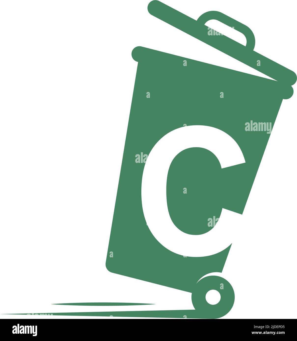 Letter C in the trash bin icon illustration template vector Stock Vector