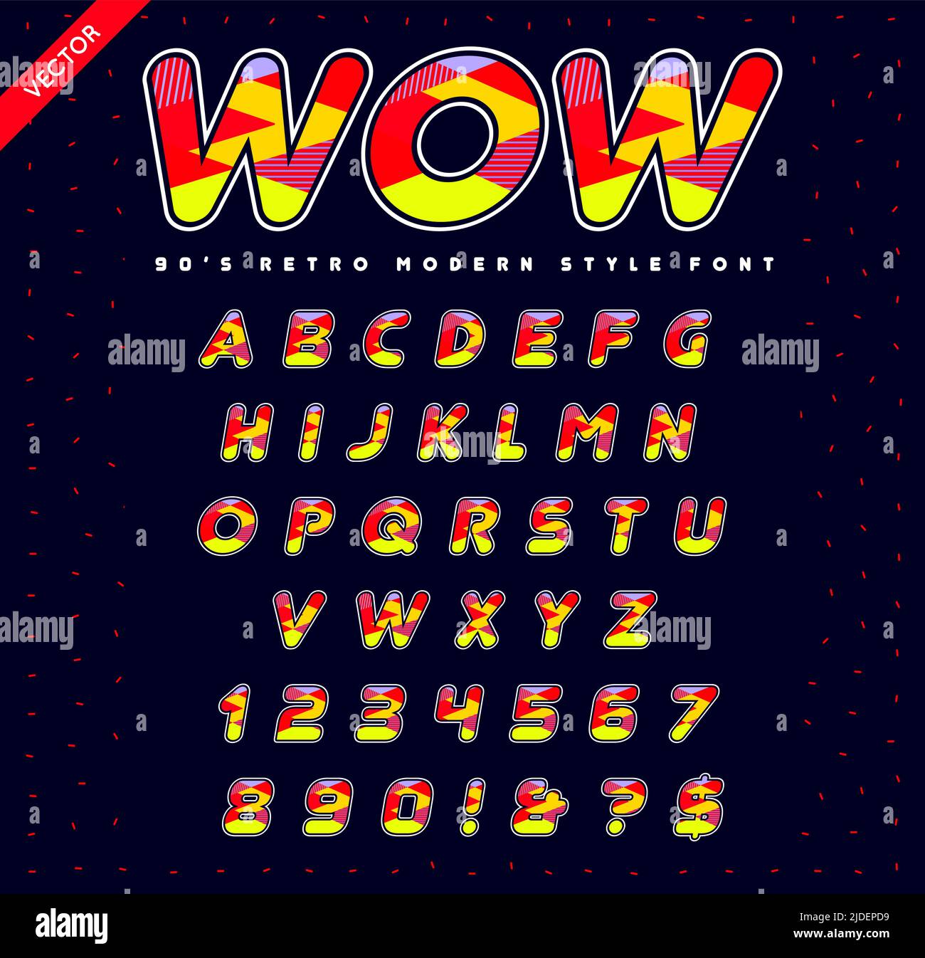 80's - 90's Style Alphabet. Colorful Bright Font Set. Vector Stock ...