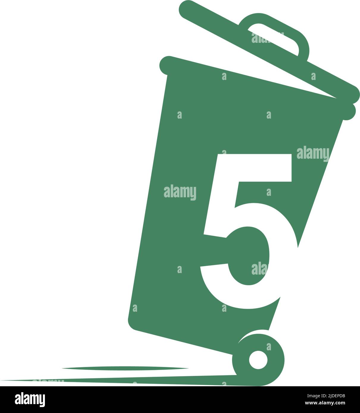 Number 5 in the trash bin icon illustration template vector Stock Vector