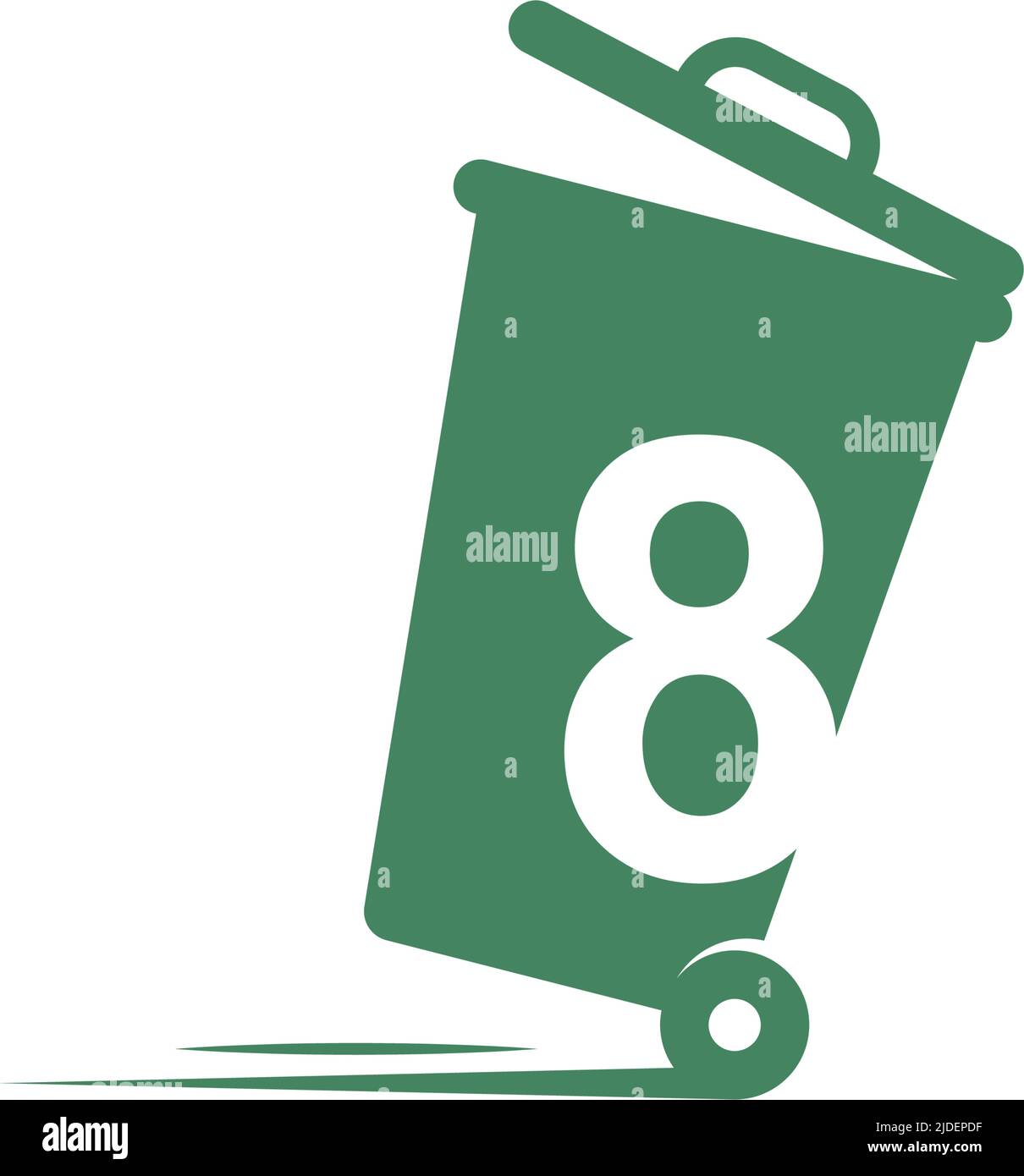 Number 8 in the trash bin icon illustration template vector Stock Vector