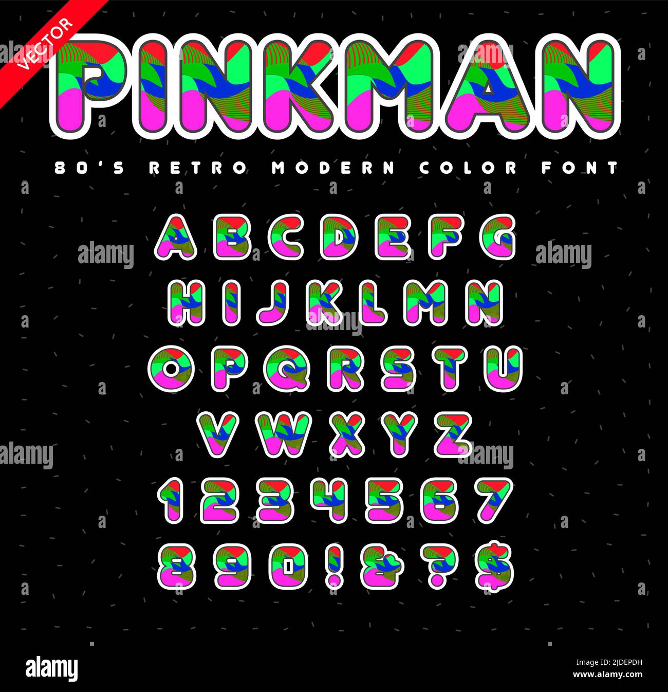 80's - 90's Style Alphabet. Colorful Bright Font Set. Vector Stock ...